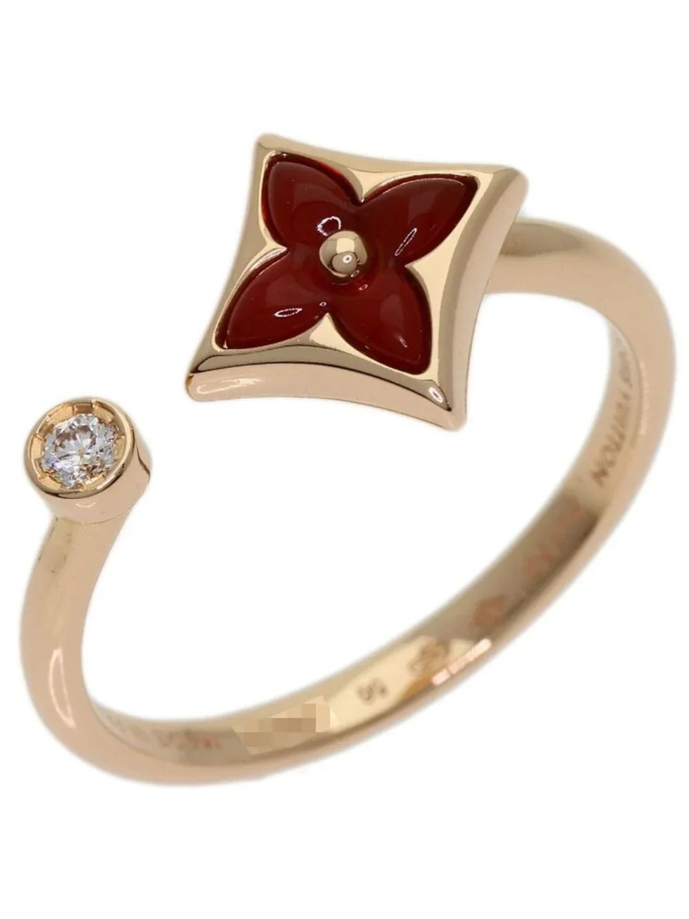 Louis Vuitton Star Blossom Mini Carnelian Diamond 56 Ring 18k Pink Gold